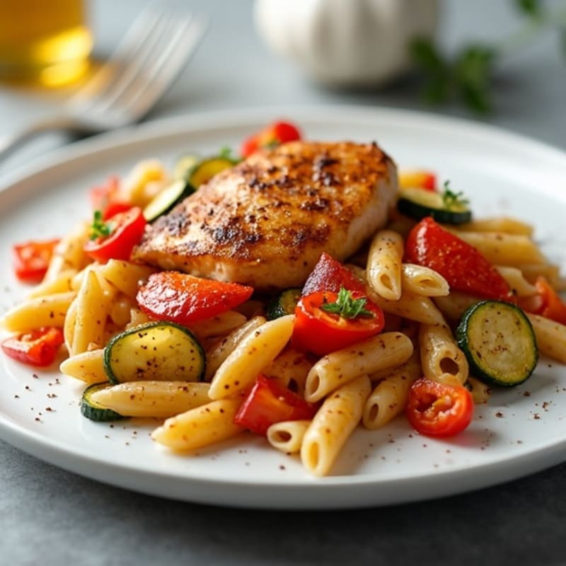 Spicy Cajun Chicken Pasta with Roasted Vegetables