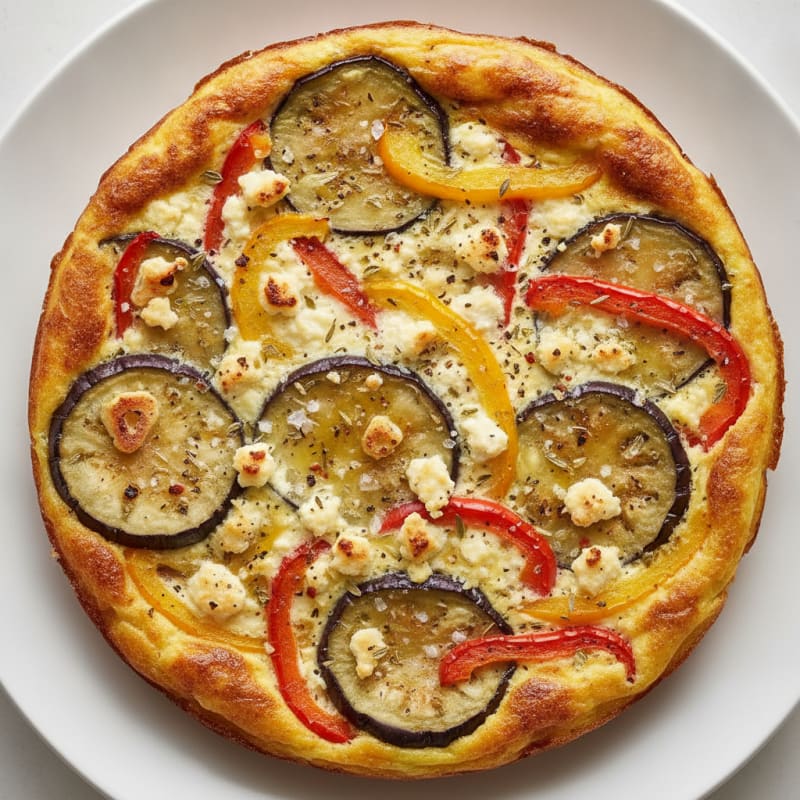 Baked Eggplant and Pepper Cottage Cheese Frittata