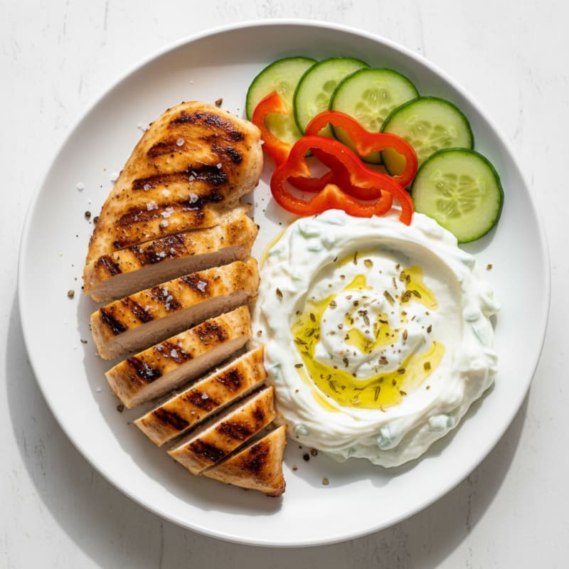 Cool Cucumber Yogurt Dip with Grilled Chicken