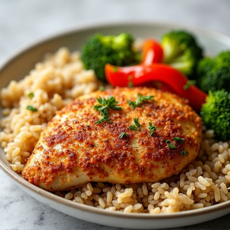 Crispy Chicken and Vegetable Brown Rice Skillet