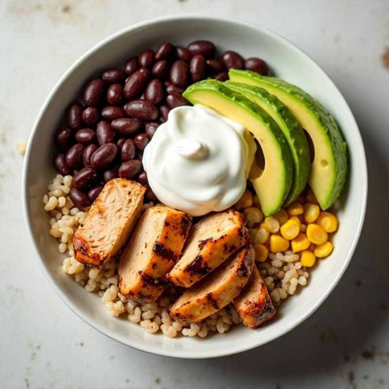 Loaded Black Bean Burrito Bowl with Creamy Avocado