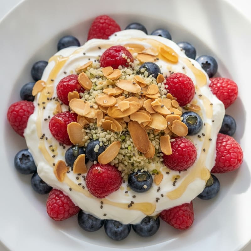 Greek Yogurt Protein Parfait with Berries and Almonds