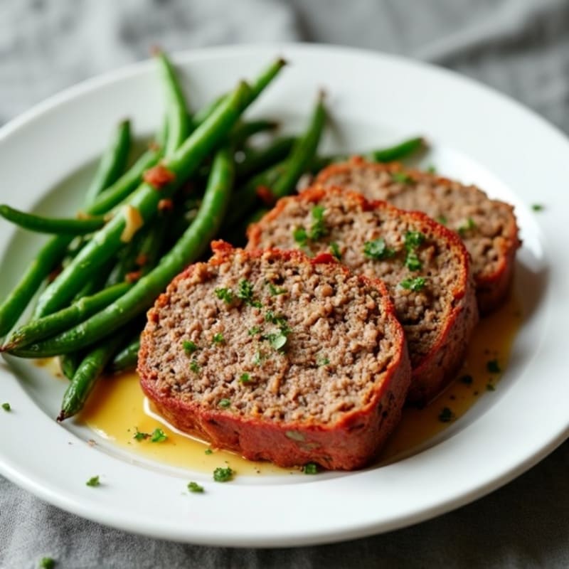 Lean Beef Meatloaf with Roasted Green Beans