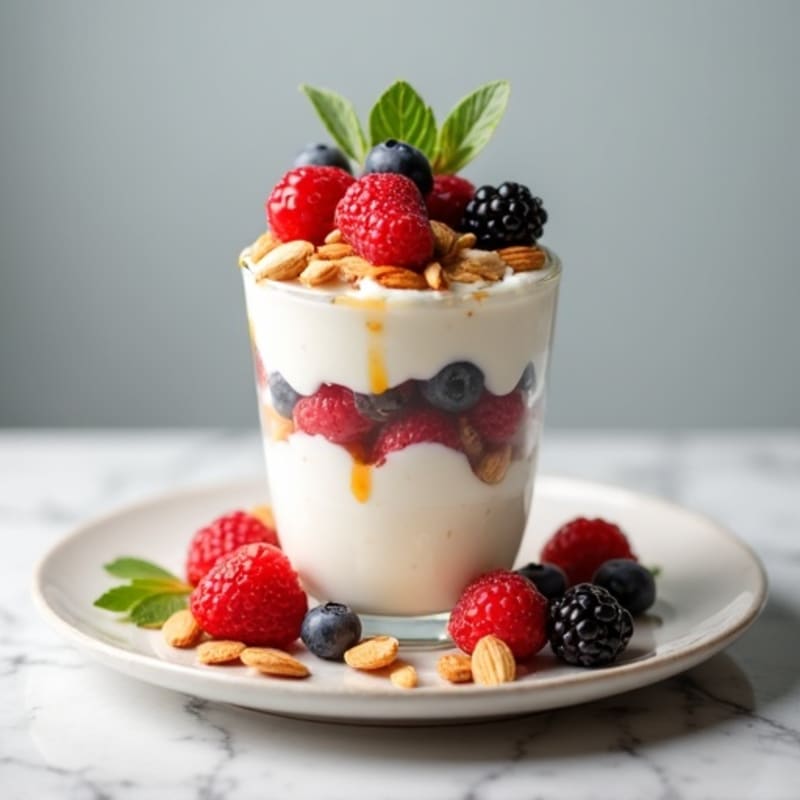 Creamy Greek Yogurt Parfait with Berries and Almonds