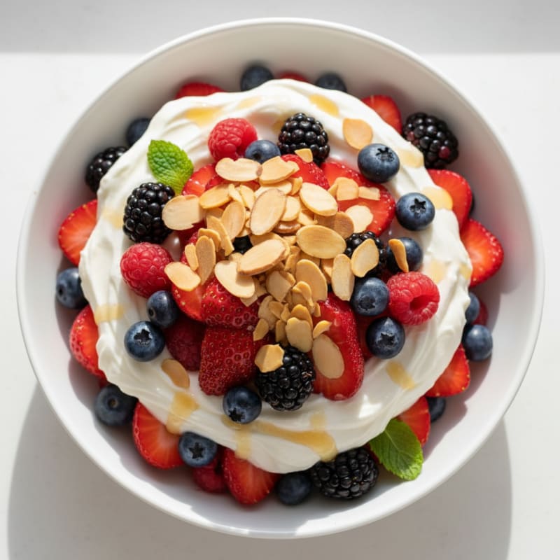 Vanilla Greek Yogurt Protein Parfait with Mixed Berries