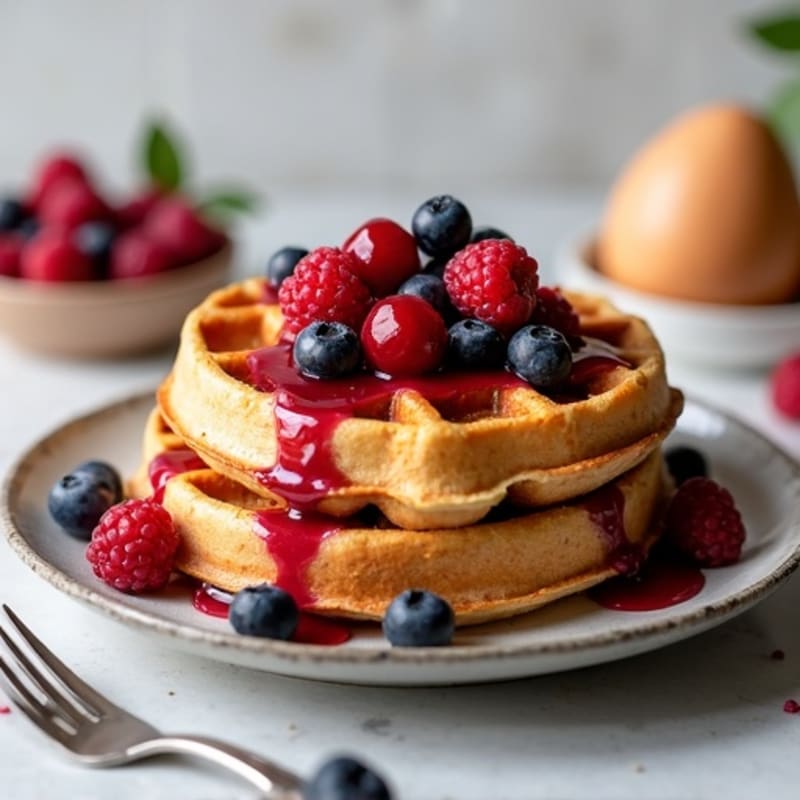 Protein-Packed Almond Flour Waffles with Berry Compote
