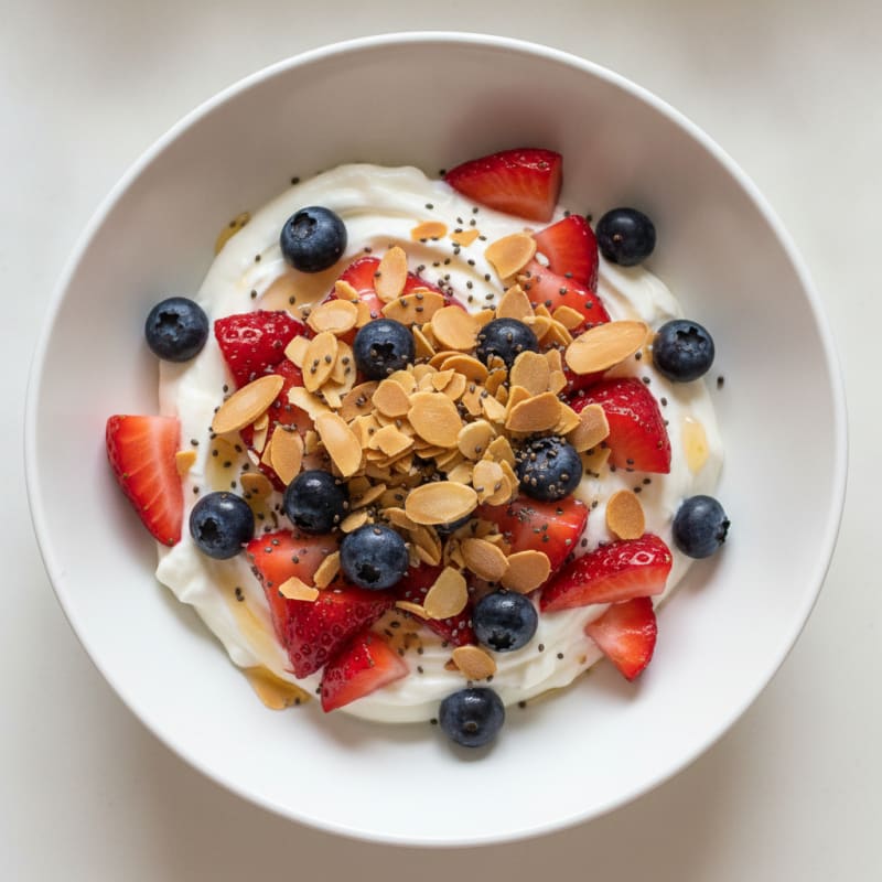 Greek Yogurt Protein Parfait with Almonds and Berries