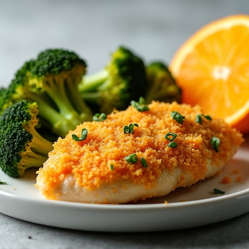 Crispy Baked Orange Chicken with Roasted Broccoli