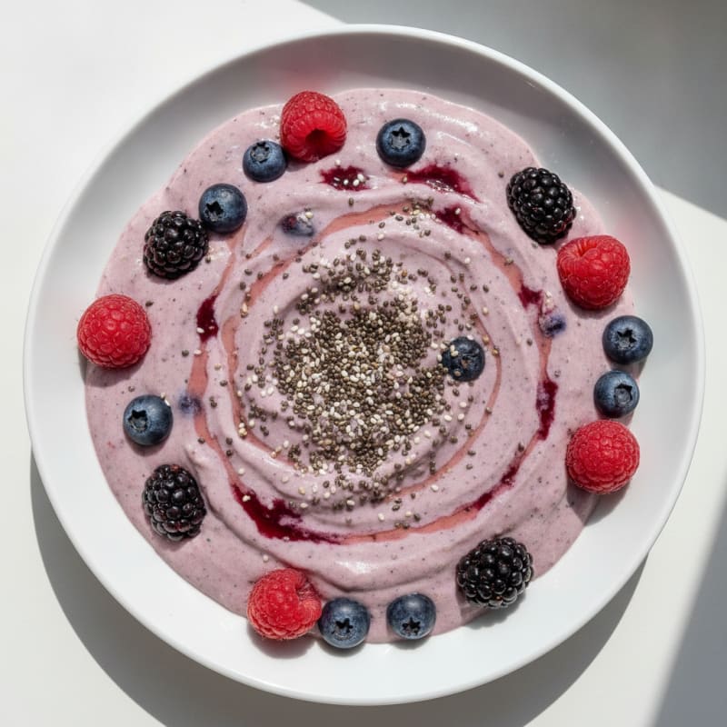 Silken Tofu Protein Smoothie with Chia and Berries