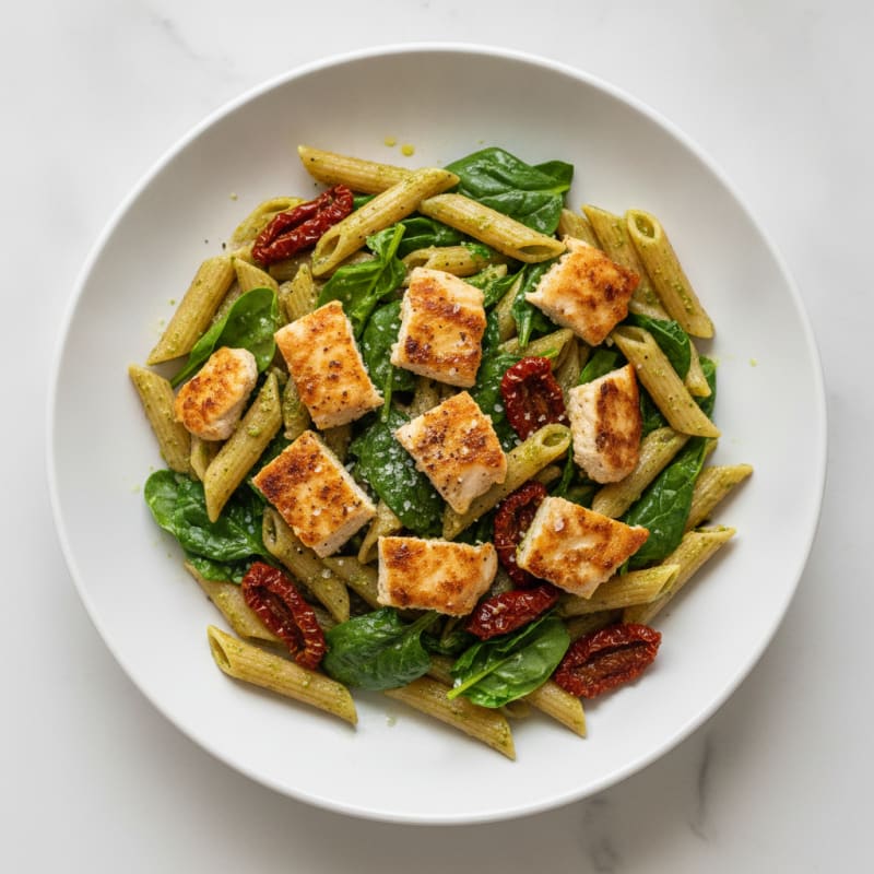 Pesto Chicken Pasta with Sun-Dried Tomatoes