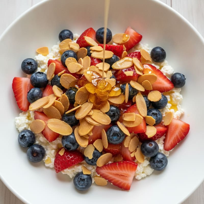 Cottage Cheese Berry Bowl with Almonds
