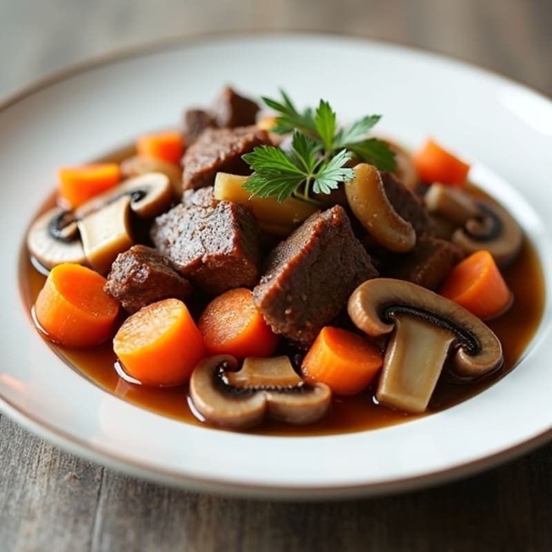 Tender Braised Beef with Mushrooms and Carrots