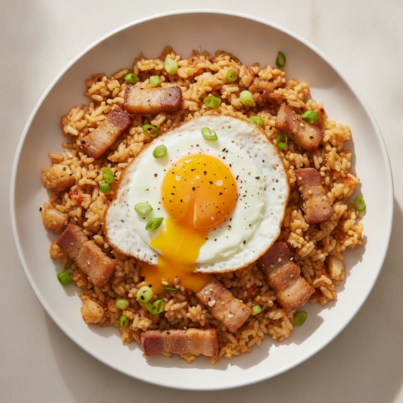 Kimchi Fried Rice with Pork Belly