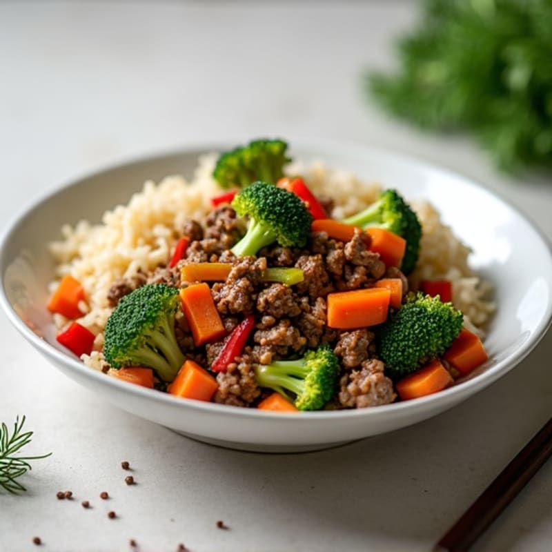 Ginger-Garlic Ground Beef Stir-Fry with Jasmine Rice