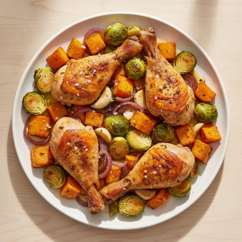 Roasted Herb Chicken Legs with Root Vegetables