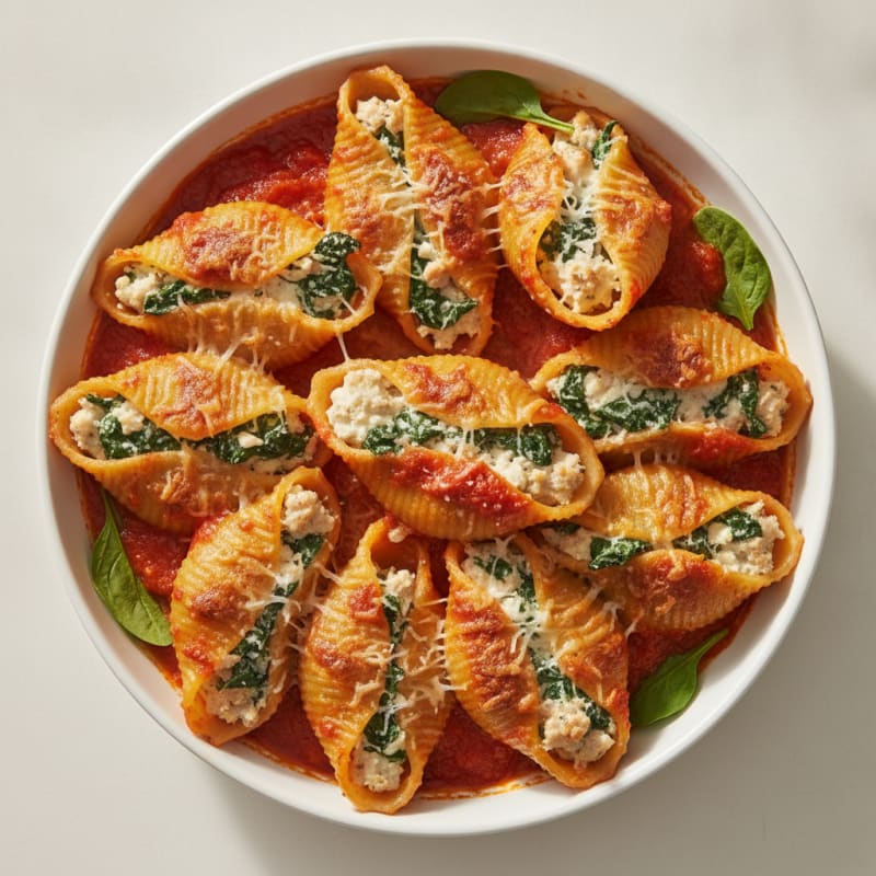 Spinach Ricotta Stuffed Shells with Marinara