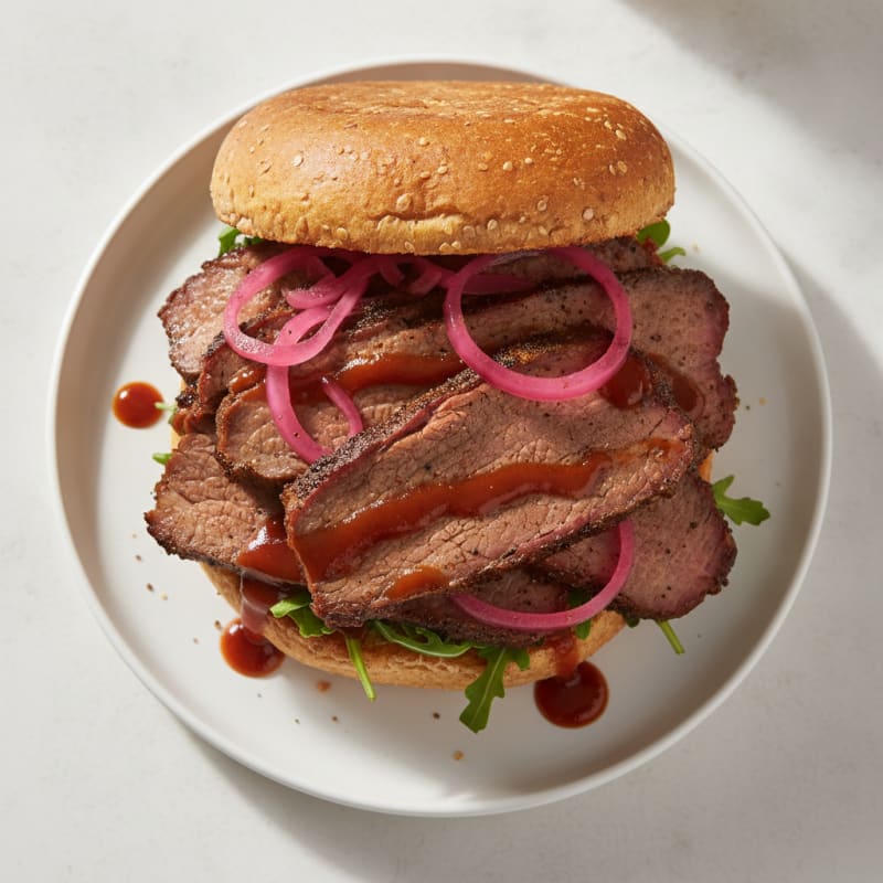 Smoky Brisket Sandwich with Pickled Onions