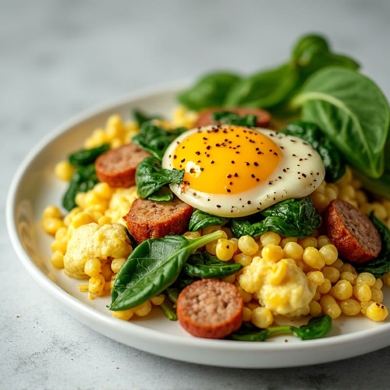 Egg White and Turkey Sausage Scramble with Spinach