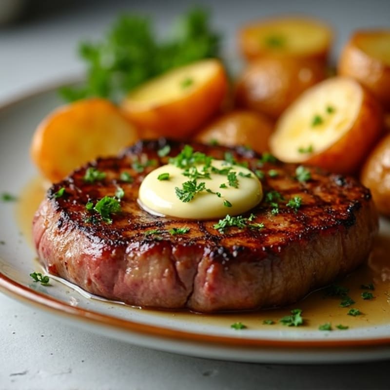 Pan-Seared Steak with Garlic Butter and Crispy Roasted Potatoes