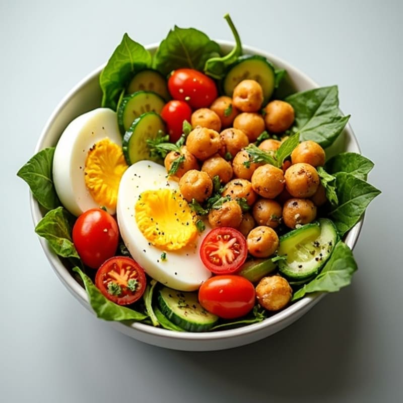 Crispy Roasted Chickpea and Fresh Vegetable Bowl