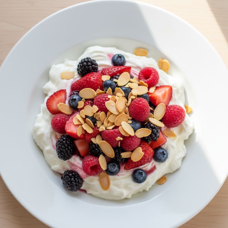 Silky Greek Yogurt Protein Pudding with Mixed Berries