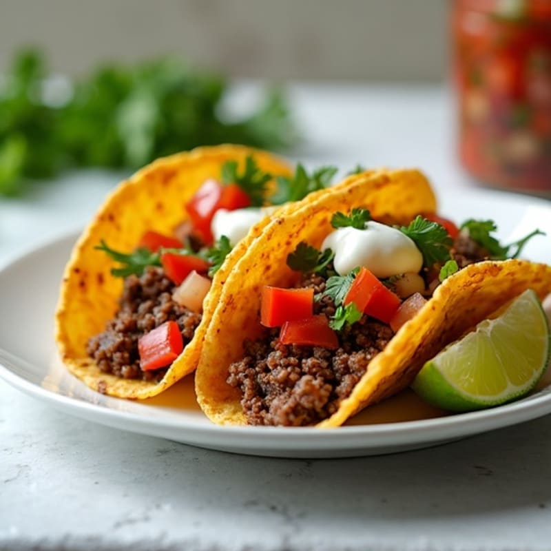 Pan-Seared Lean Ground Beef Crispy Tacos with Fresh Salsa