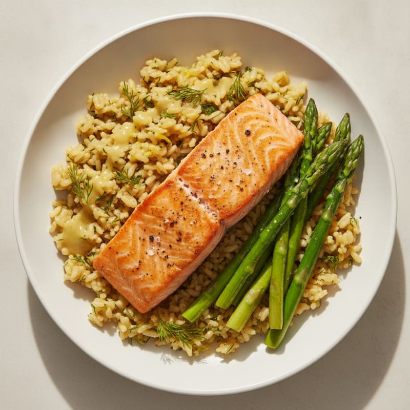 Pan-Seared Salmon with Lemon-Dill Rice