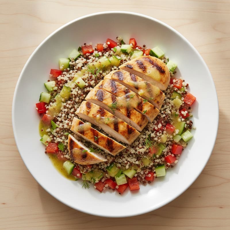 Grilled Chicken and Quinoa Salad with Crunchy Vegetables