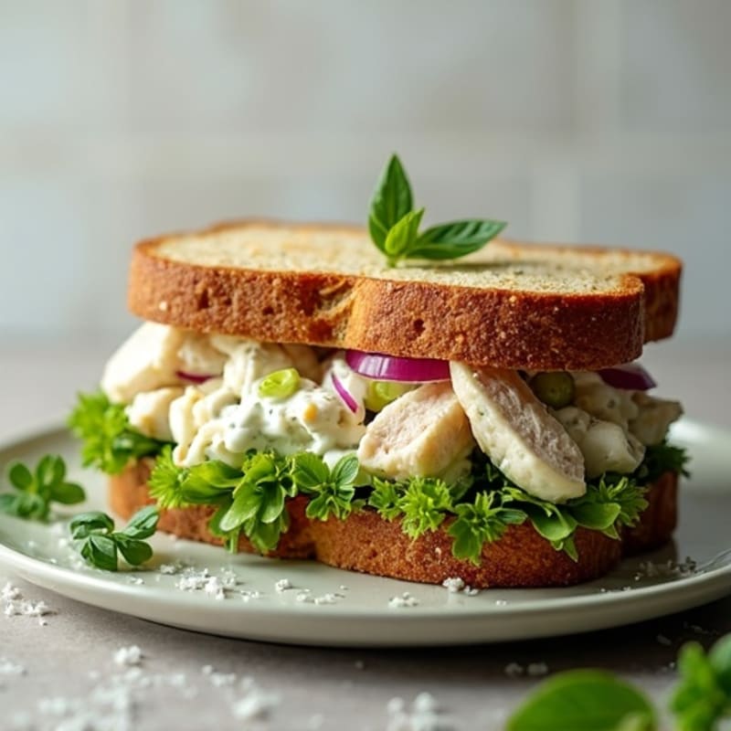 Herb-Roasted Chicken and Greek Yogurt Salad Sandwich