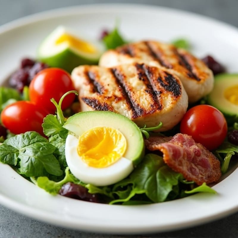 Grilled Chicken Cobb Salad with Crispy Bacon and Fresh Greens