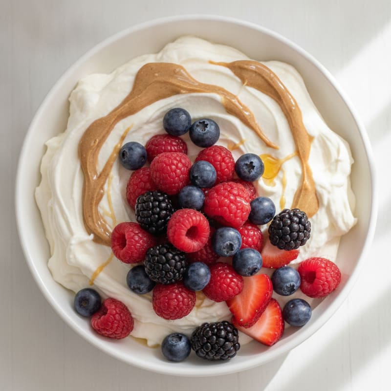 Greek Yogurt Protein Mousse with Mixed Berries