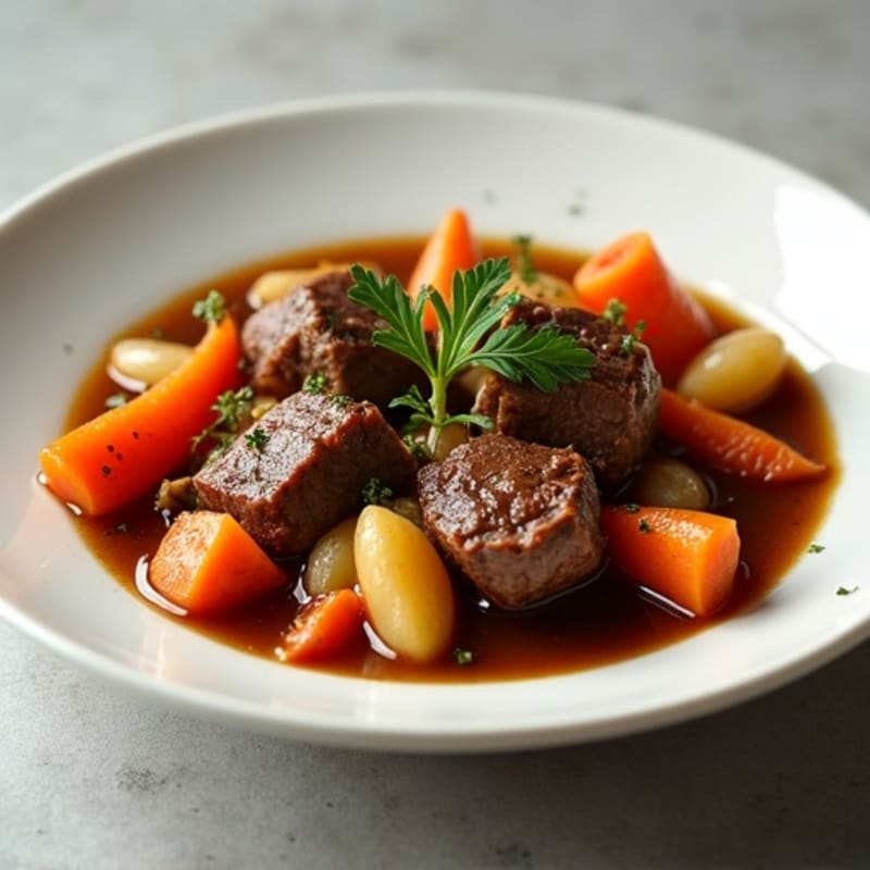 Herb-Braised Tender Beef Stew with Root Vegetables