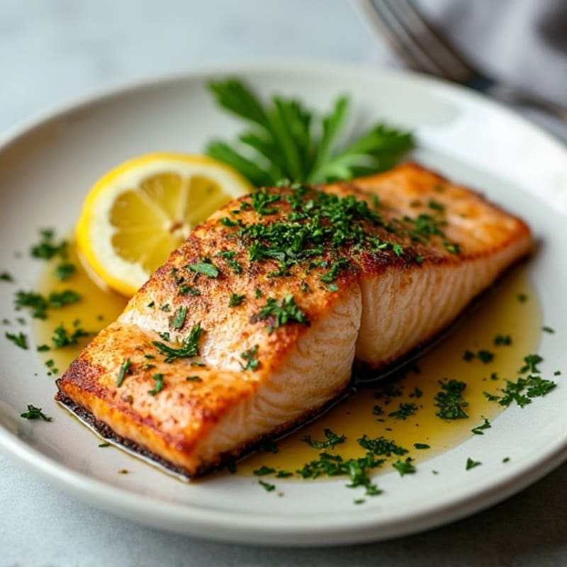 Herb-Crusted Pan Seared Salmon with Lemon