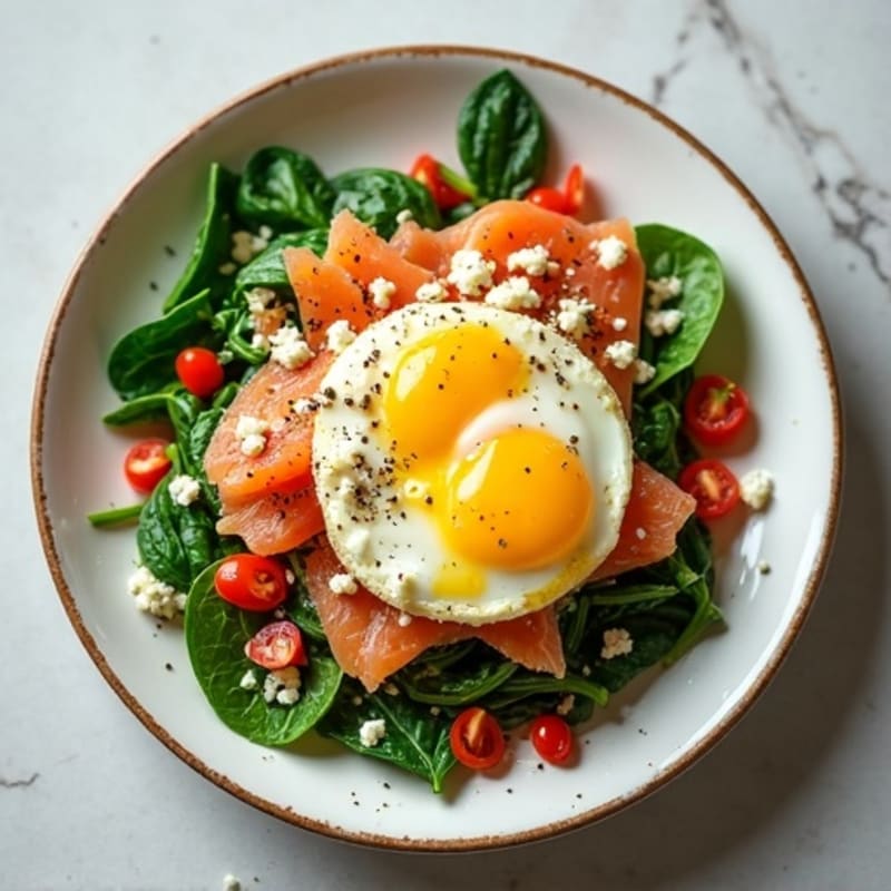Egg White and Spinach Scramble with Smoked Salmon
