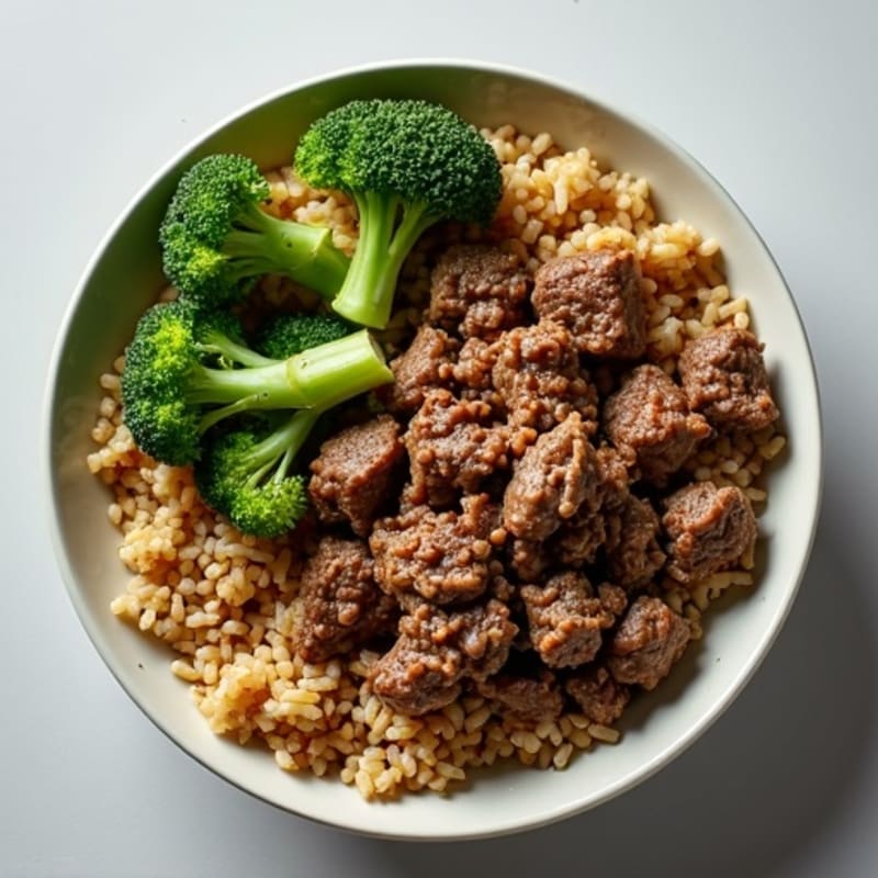 Tender Garlic Beef and Crispy Broccoli Rice Bowl