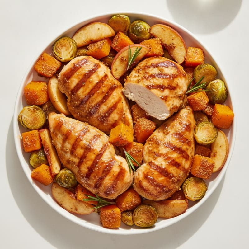 Maple-Mustard Chicken with Roasted Vegetables