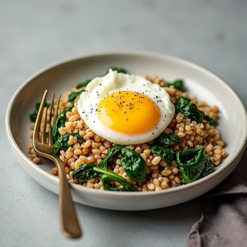 Ground Turkey and Spinach Scramble with Brown Rice
