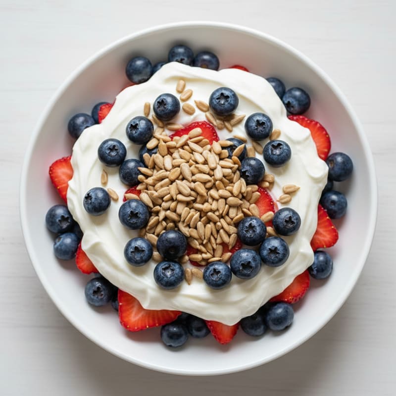 Greek Yogurt Parfait with Mixed Berries and Sunflower Seeds