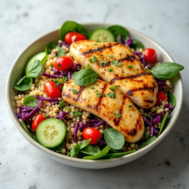 Grilled Chicken and Quinoa Salad with Crunchy Vegetables
