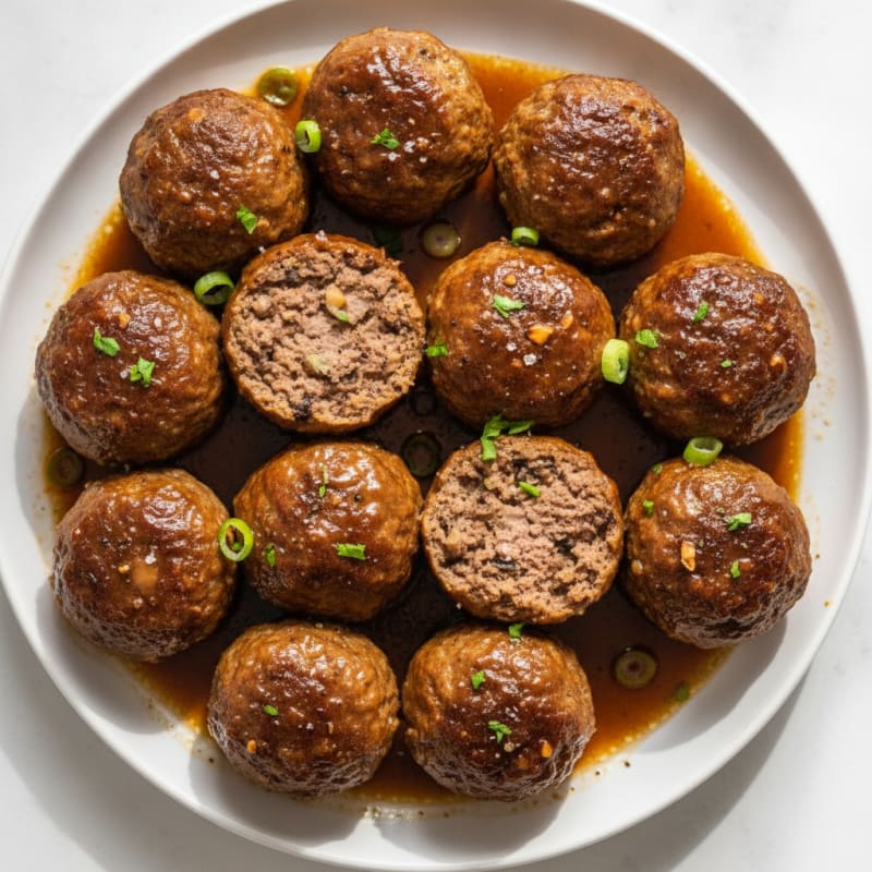 Garlic Beef & Portobello Baked Meatballs