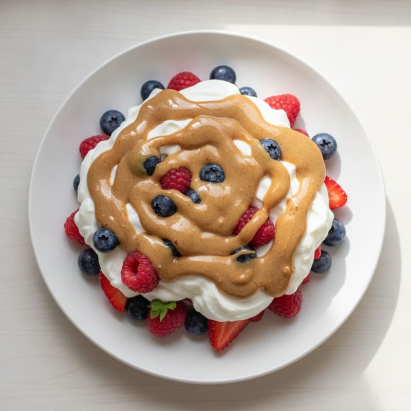 Greek Yogurt Protein Parfait with Mixed Berries and Almond Butter