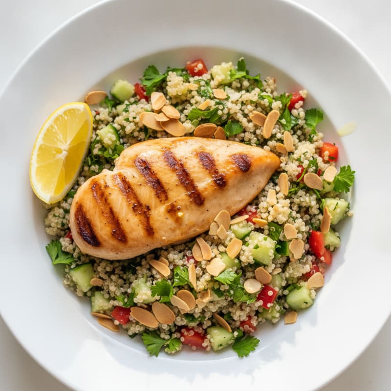 Grilled Chicken Breast with Crunchy Quinoa Salad