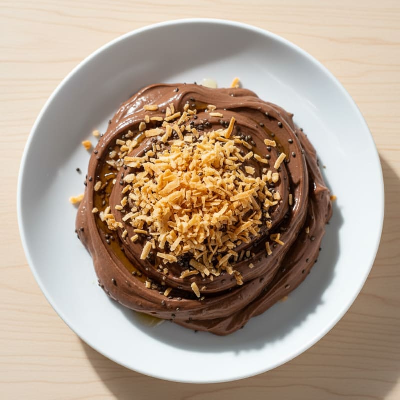 Silky Chocolate Protein Pudding with Toasted Coconut