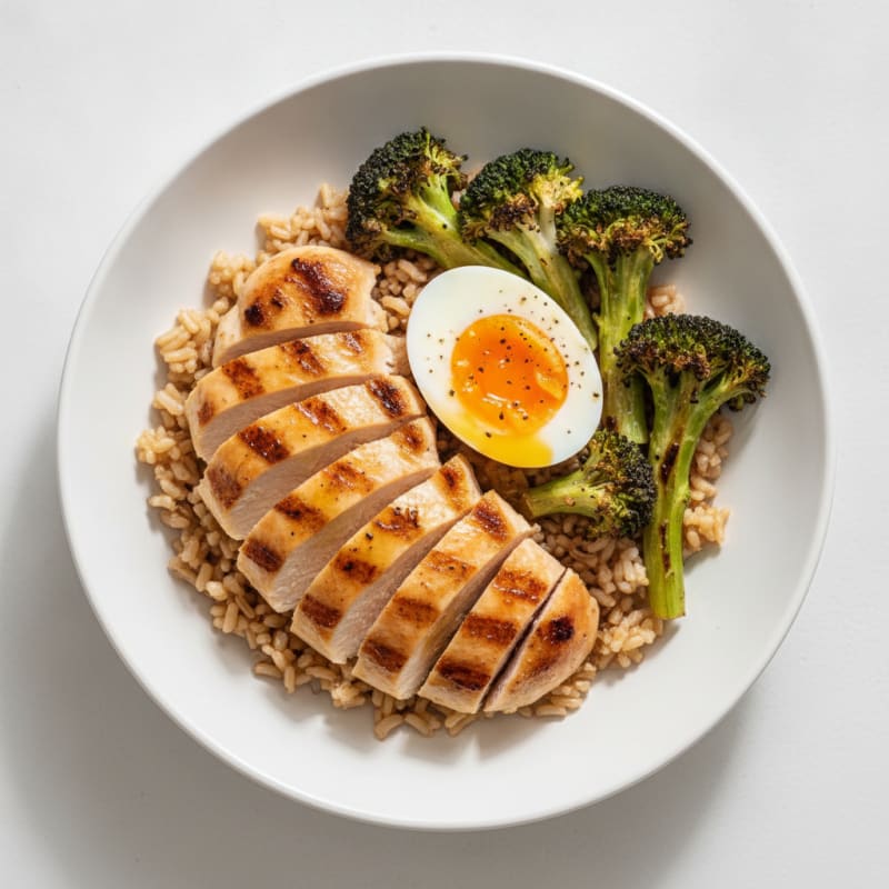 Grilled Chicken Rice Bowl with Roasted Broccoli