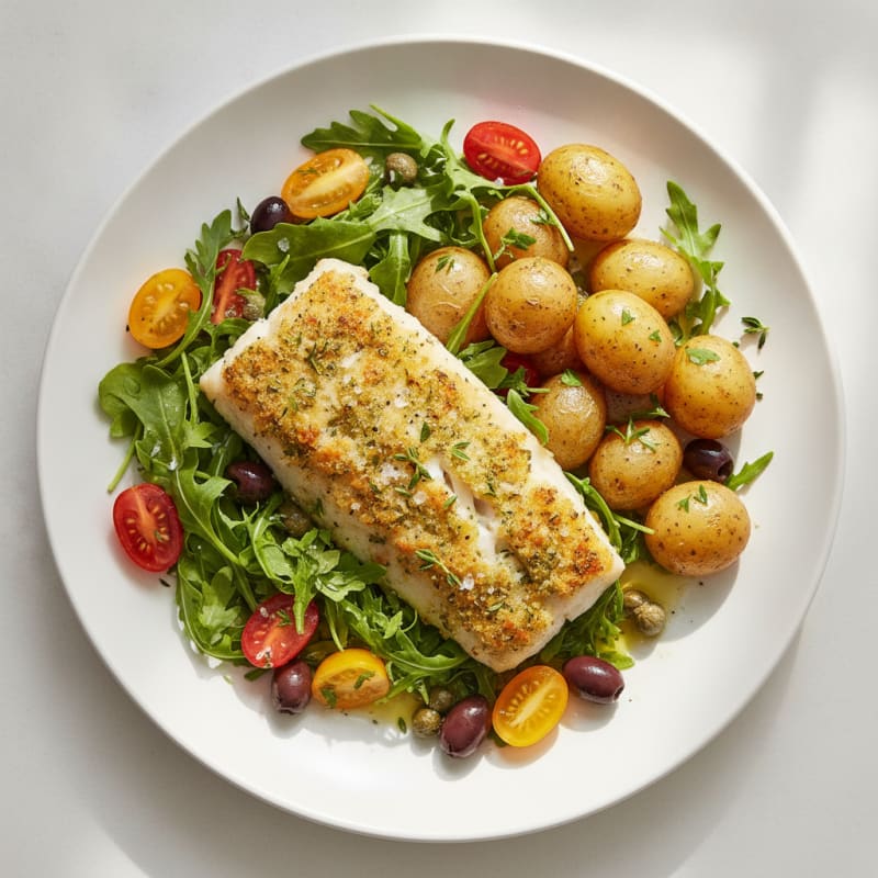 Herb-Roasted Cod Nicoise with Baby Potatoes