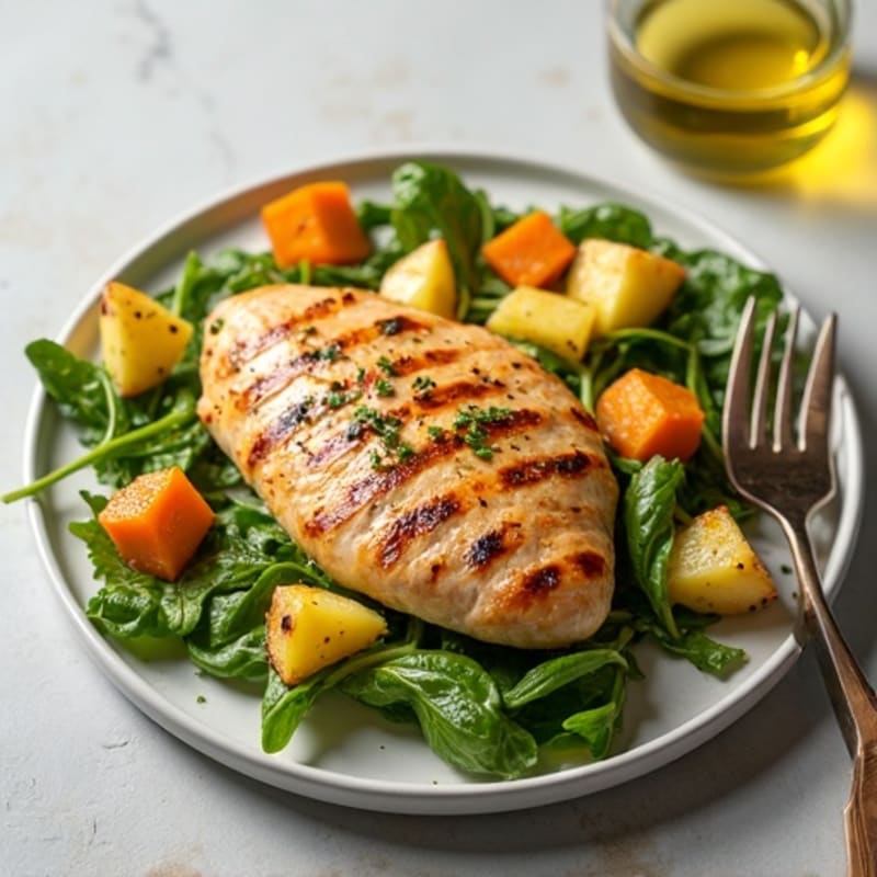 Grilled Chicken and Roasted Sweet Potato Salad with Pineapple