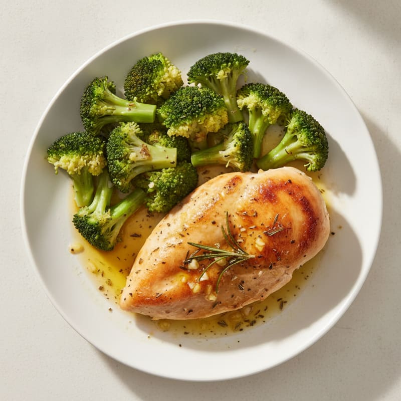 Oven-Baked Lemon Herb Chicken with Steamed Broccoli