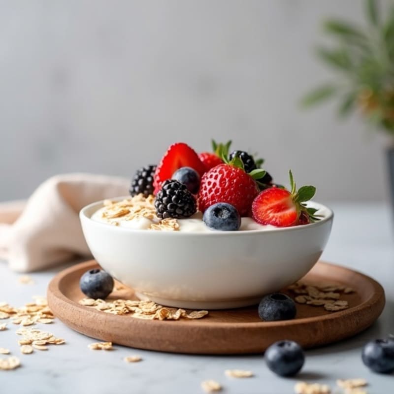 High-Protein Creamy Greek Yogurt with Fresh Berries and Oats