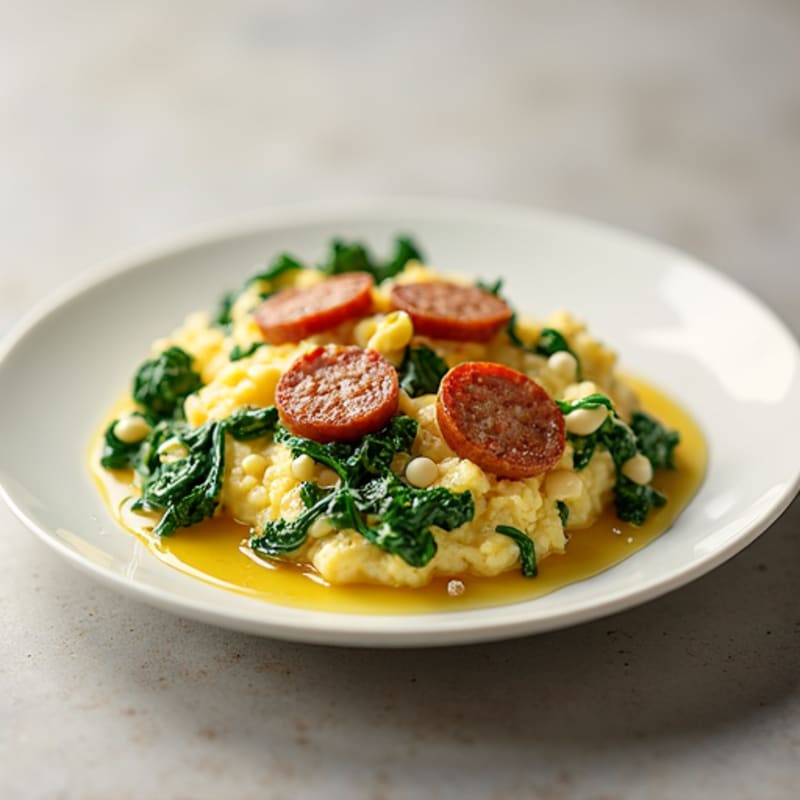 Egg White Scramble with Spinach and Turkey Sausage