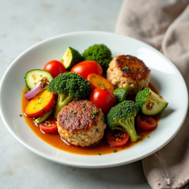 Herb-Seasoned Turkey Meatballs with Roasted Vegetables
